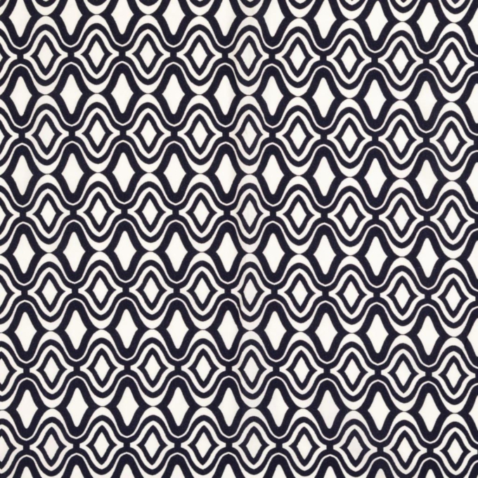 Tissu viscose popeline Géométrique Pattern, bleu marine