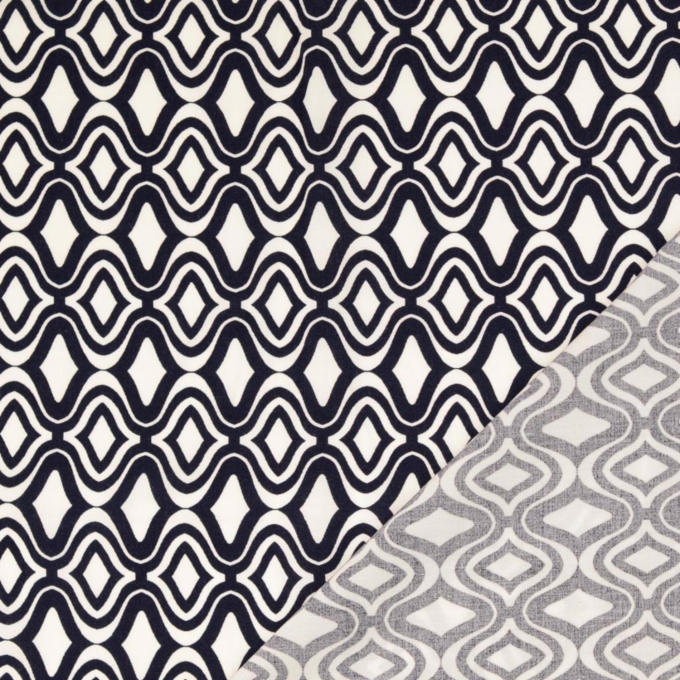 Tissu viscose popeline Géométrique Pattern, bleu marine