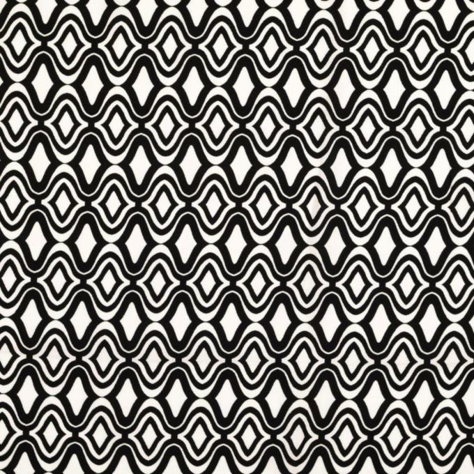 Tissu viscose popeline Géométrique Pattern, noir