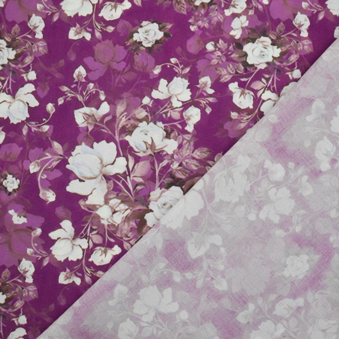 Viscose poplin roses, berry