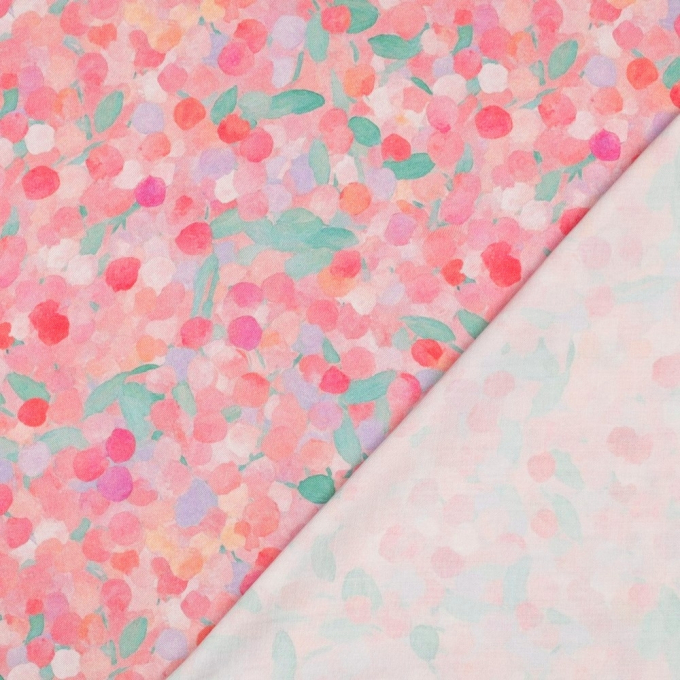 Viscose satijn Abstract Dots, roze