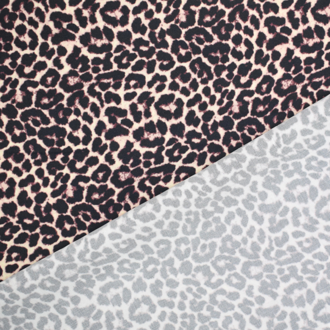 Tissu satin viscose Animal Print, beige