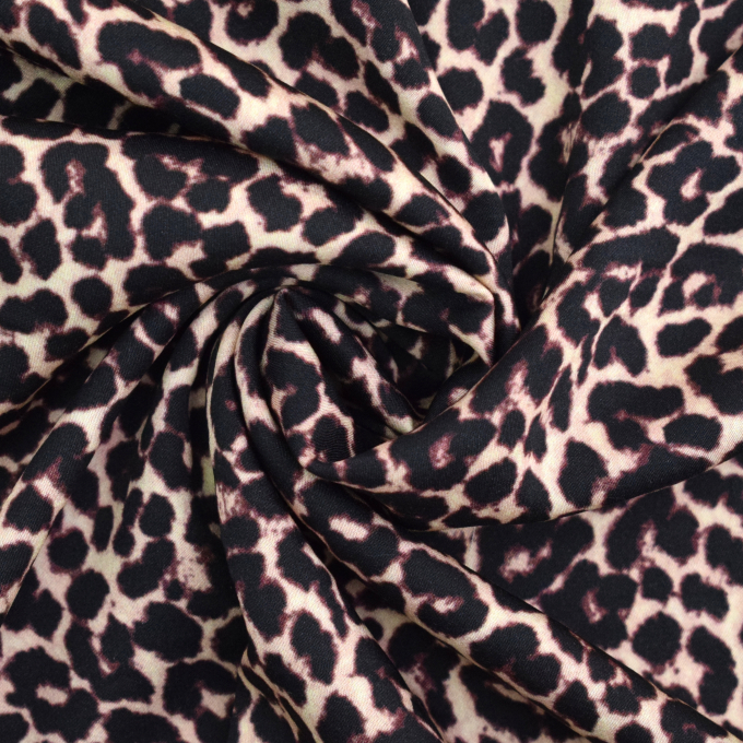 Tissu satin viscose Animal Print, beige