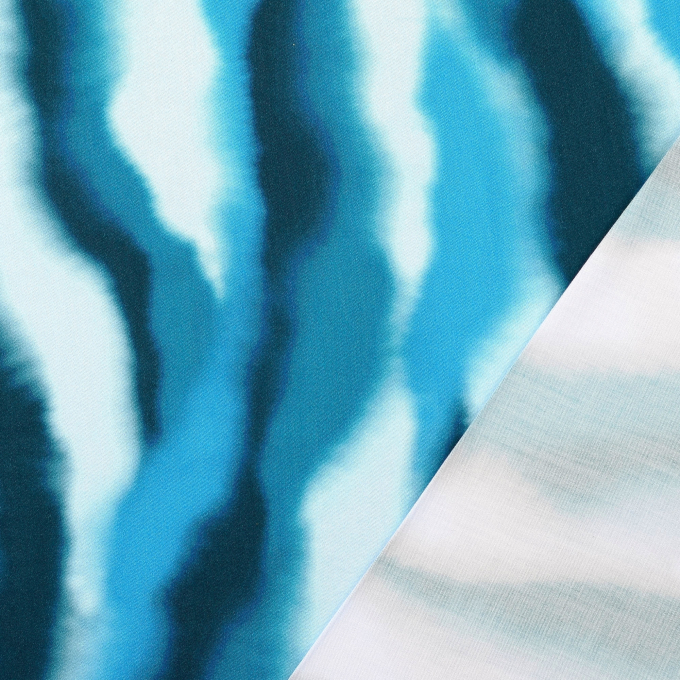 Viscose satijn Batik Stripes, blauw