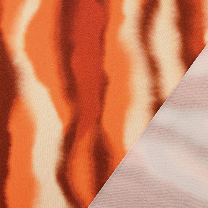 Tissu satin de viscose Batik Stripes, orange