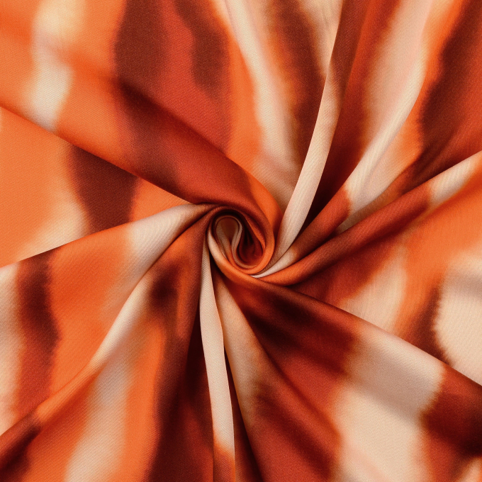 Tissu satin de viscose Batik Stripes, orange