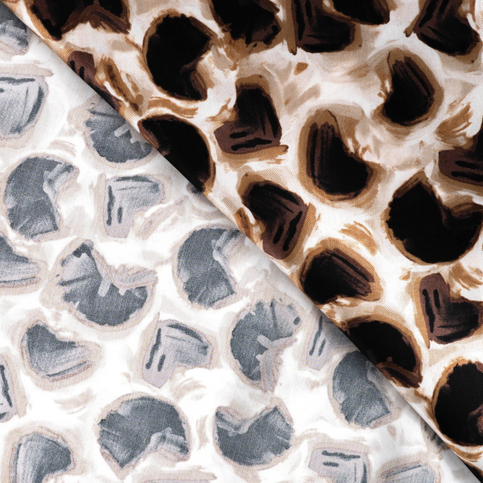 Viscose satijn circles & strokes, zandkleurig