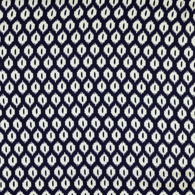 Viscose satin Geo Eyes, navy blue