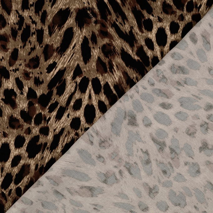 Tissu satin de viscose Leo Spots, marron