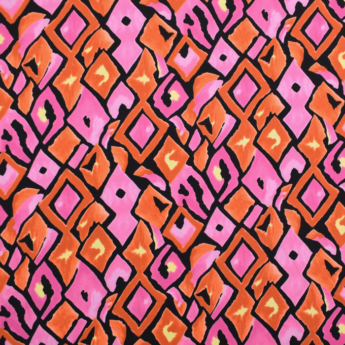 Viscose satin Retro Checks, orange