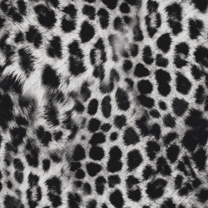 Tissu viscose strech Léopard Animal print, noir