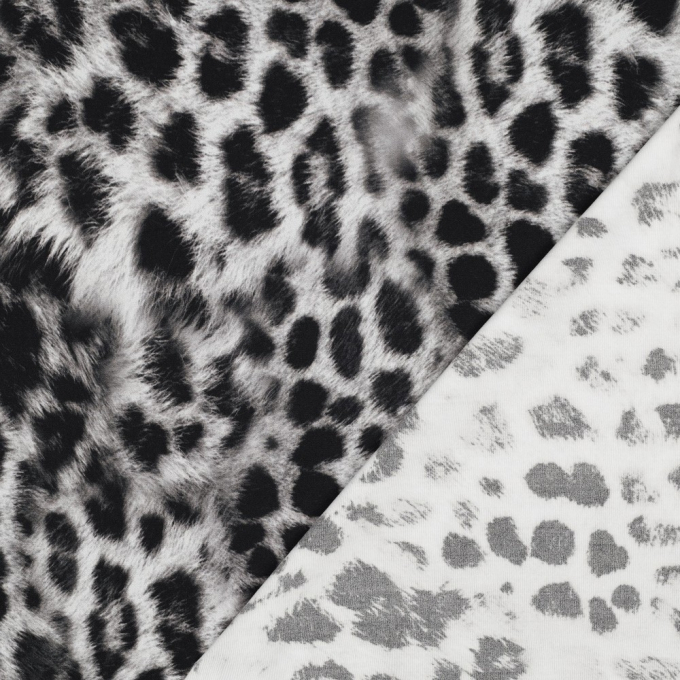 Tissu viscose strech Léopard Animal print, noir