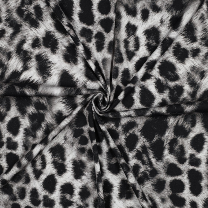 Tissu viscose strech Léopard Animal print, noir