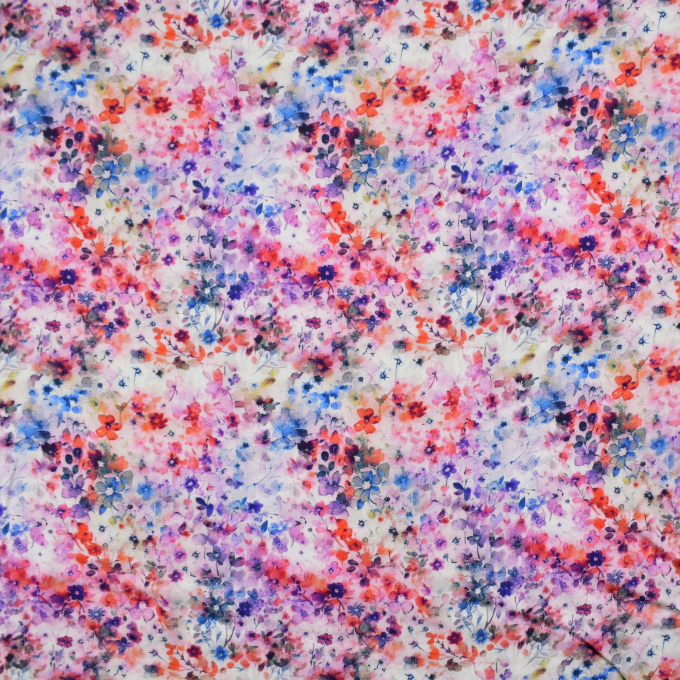 Viscose Stretch beautiful flowers, berry