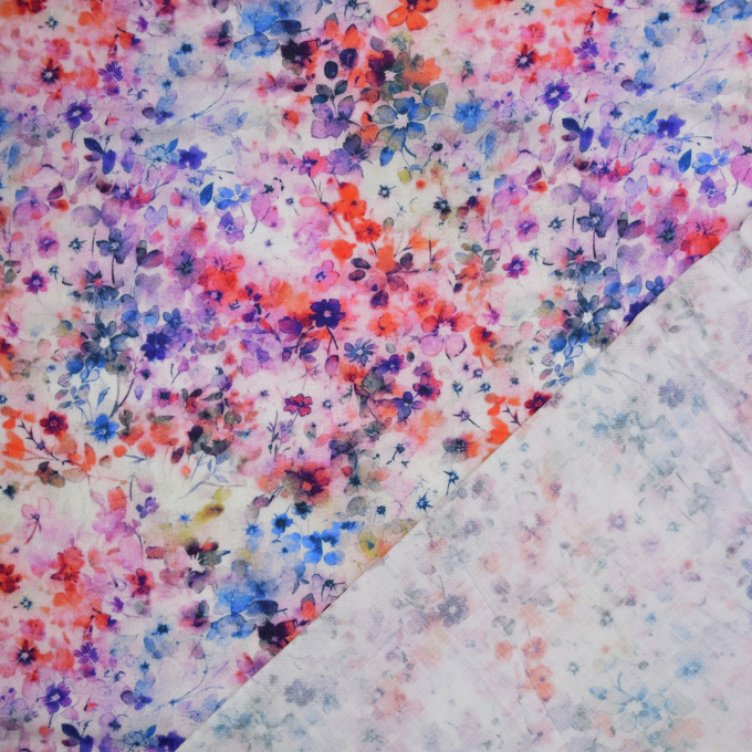Viscose Stretch beautiful flowers, berry