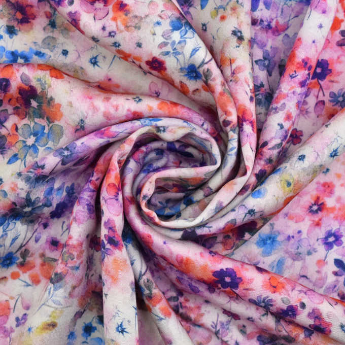 Viscose Stretch beautiful flowers, berry
