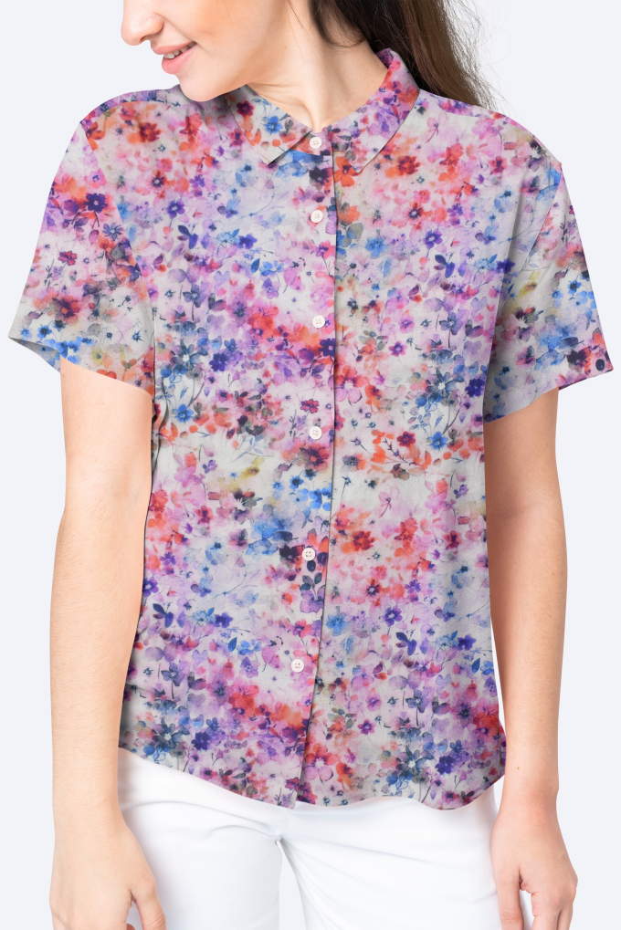 Viscose Stretch beautiful flowers, berry