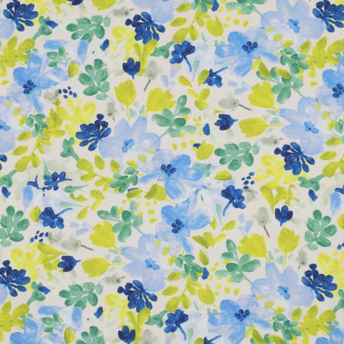 Viscose stretch flower meadow, off-white