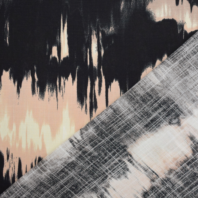 Tissu viscose stretch Tie Dye Blurred, noir