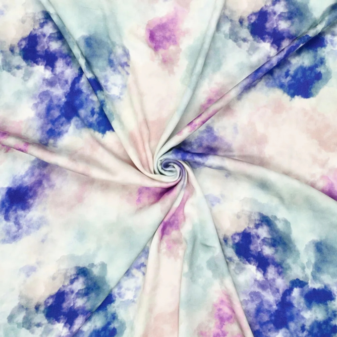 Viscose Stretch colour clouds, multicolour
