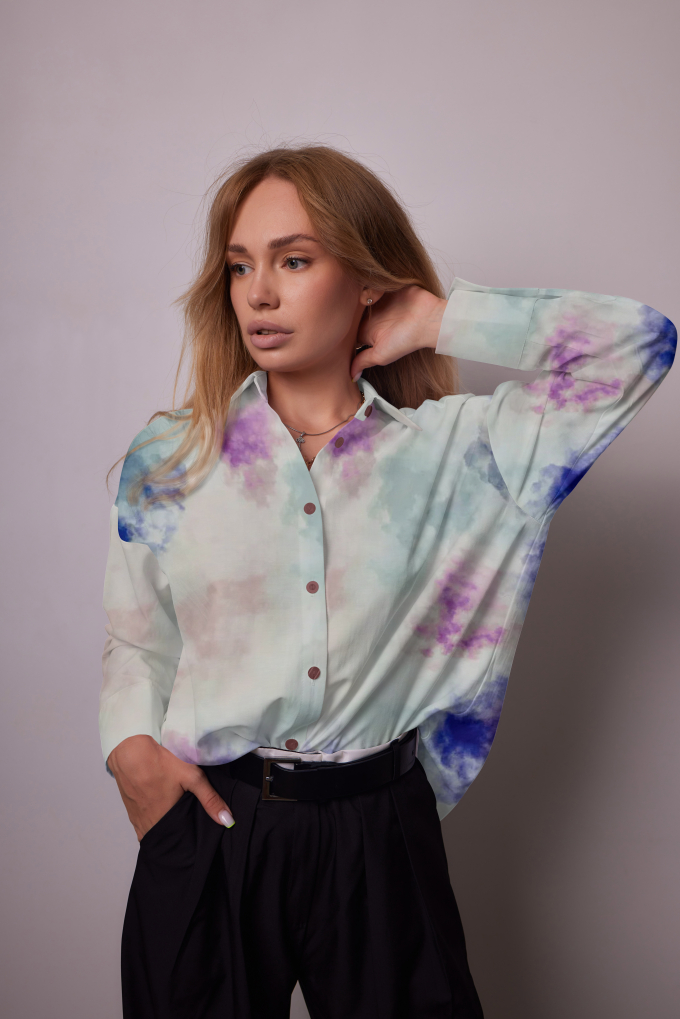 Viscose Stretch colour clouds, multicolour