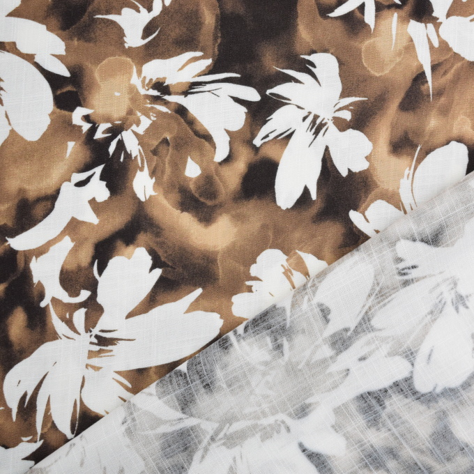 Viscose Stretch flowers, brown