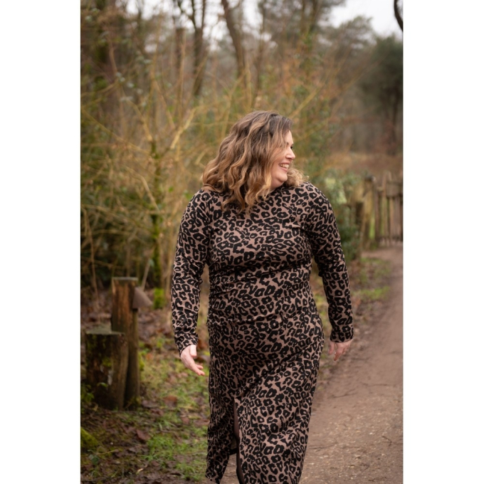 Viscose stretch luipaard, bruin