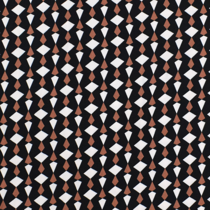 Tissu viscose sergé twill Vintage retro Géométrique Graphic, noir