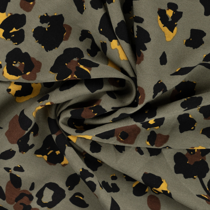 Viscose twill leo love, army green