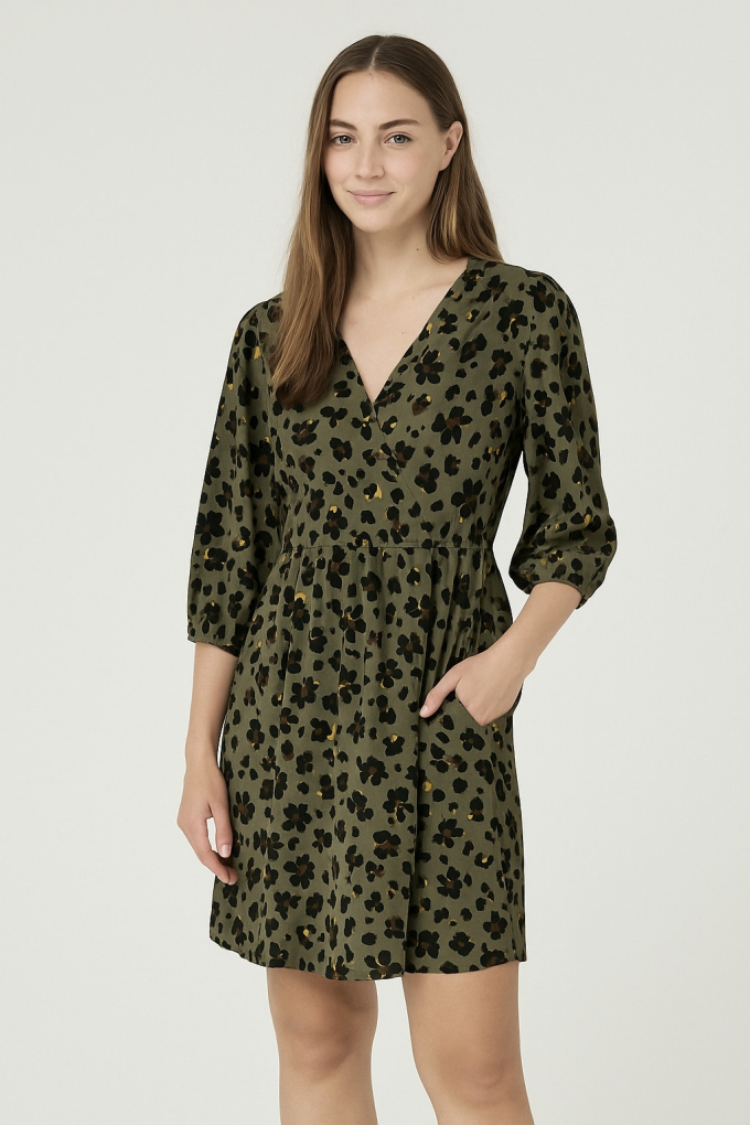 Viscose twill leo love, army green