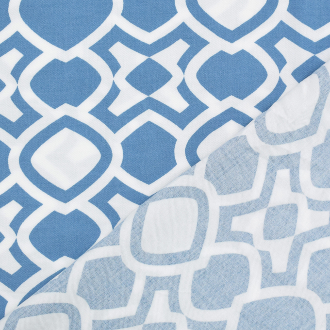 Tissu viscose sergé twill Geométrique Vintage Retro Dream, bleu denim