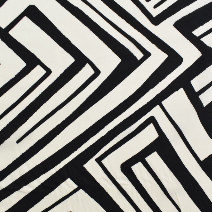Viscose voile art print, black