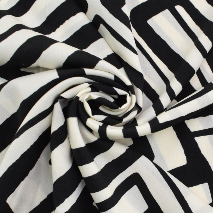 Viscose voile art print, black