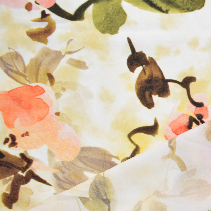 Viscose voile Flowering branch, green