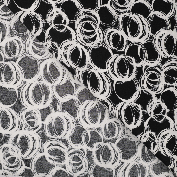Viscose Voile circles, black