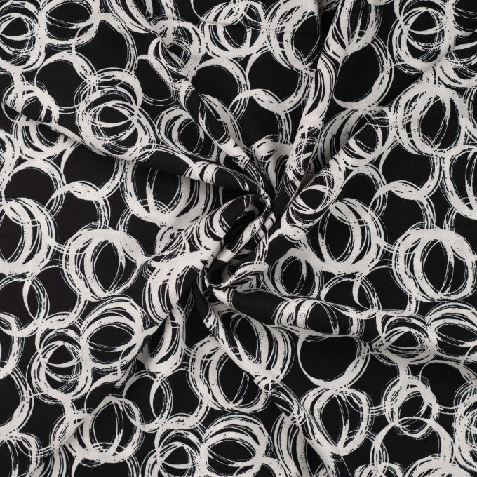 Viscose Voile circles, black