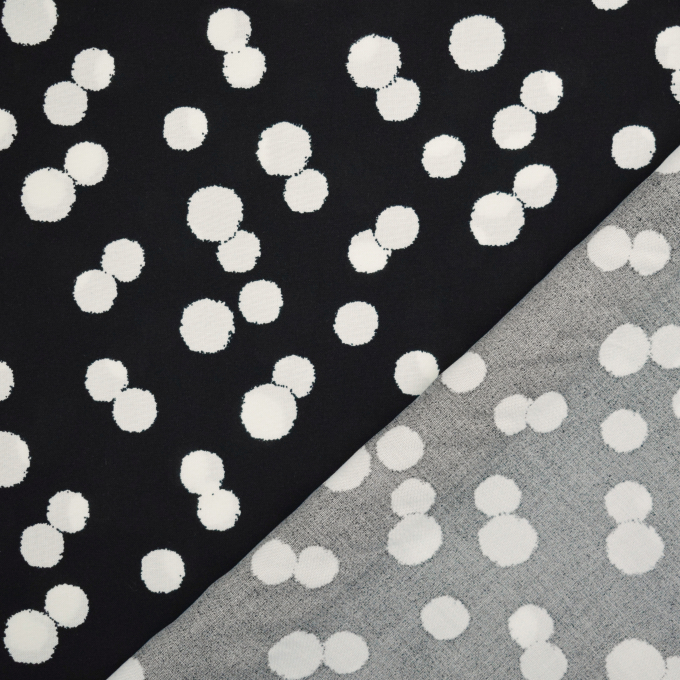 Tissu voile de viscose à pois Dots, noir
