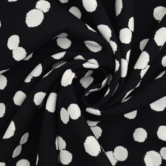 Tissu voile de viscose à pois Dots, noir
