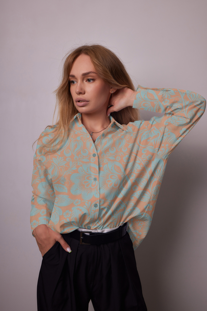 Viscose Voile Ibiza Flowers, apricot