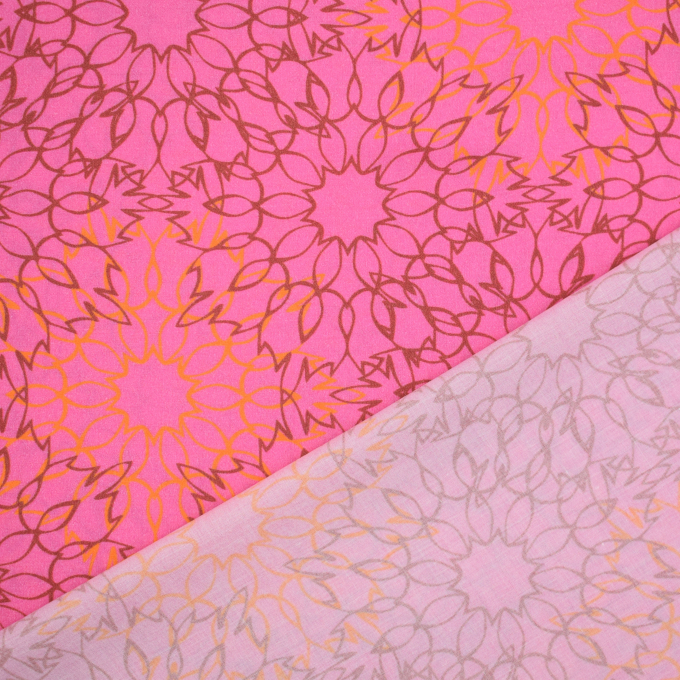 Viscose Voile mandala, bright pink