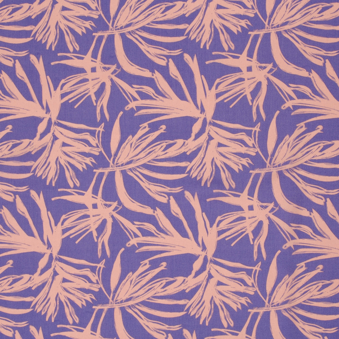 Viscose voile Palm Leaves, paars