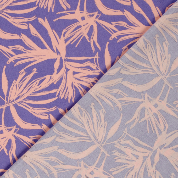 Viscose voile Palm Leaves, paars