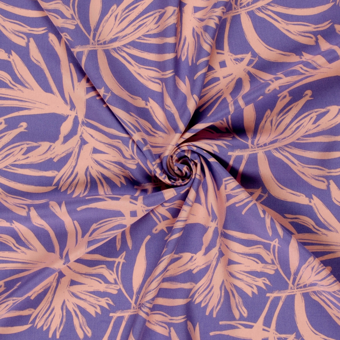 Viscose voile Palm Leaves, paars