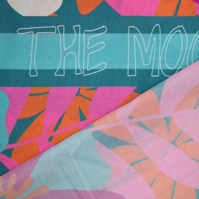 Viscose Voile Paneel To the Moon150 x 215 cm, petrol