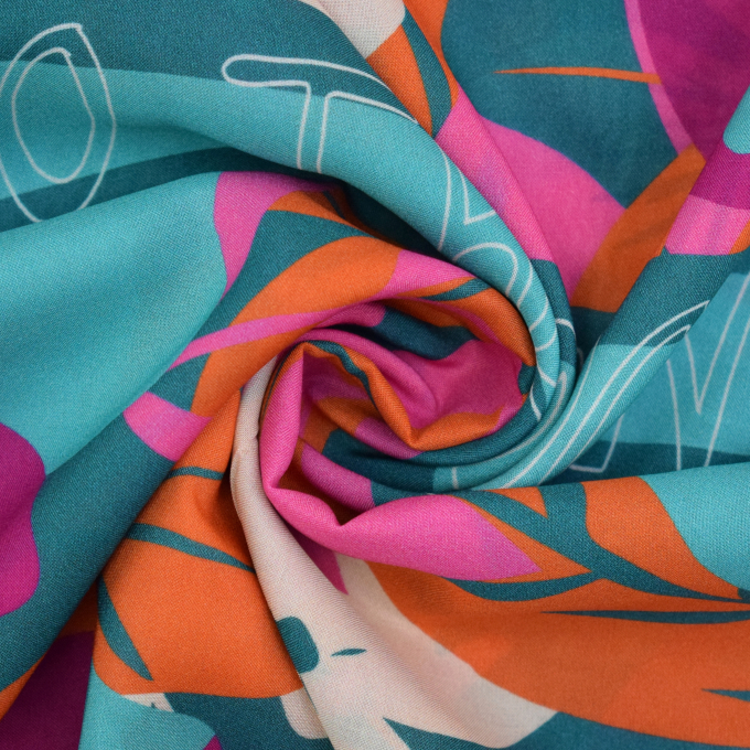 Viscose Voile Paneel To the Moon150 x 215 cm, petrol