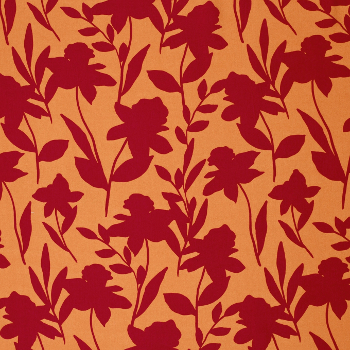 Viscose voile Shadow Flowers, oranje