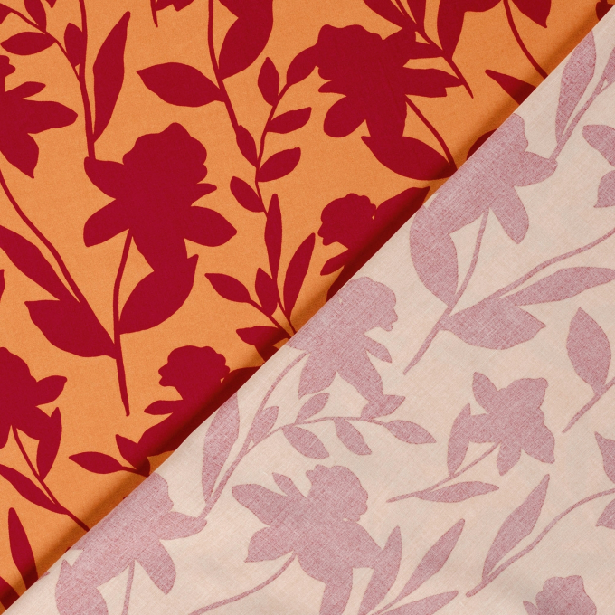 Viscose voile Shadow Flowers, oranje