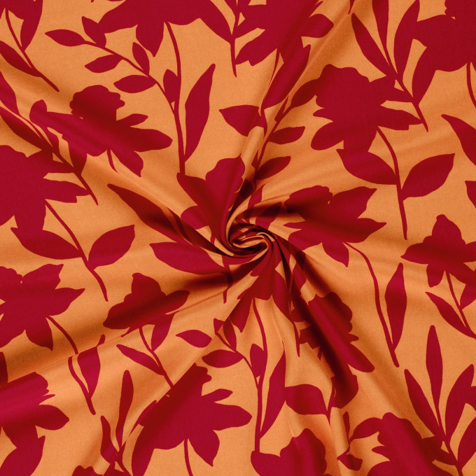 Viscose voile Shadow Flowers, oranje