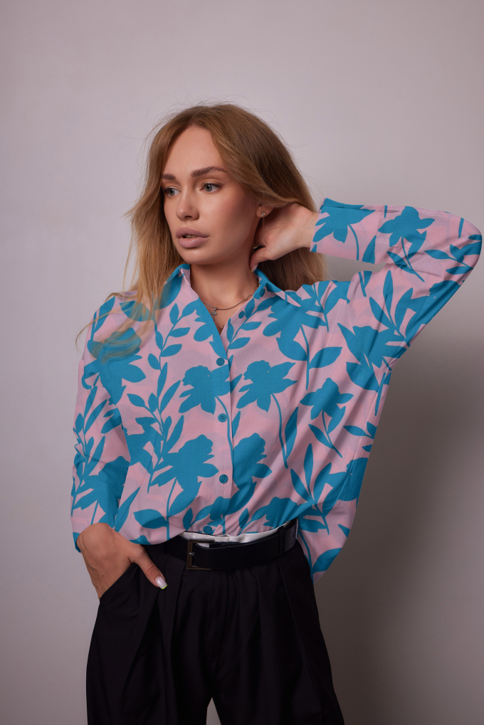 Viscose voile Shadow Flowers, roze