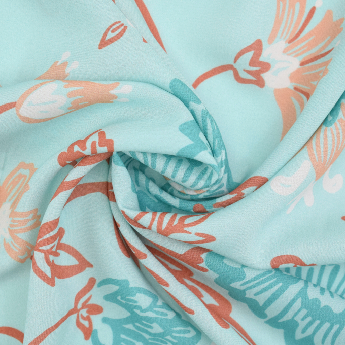 Viscose Voile Tiffany Flowers, mint green